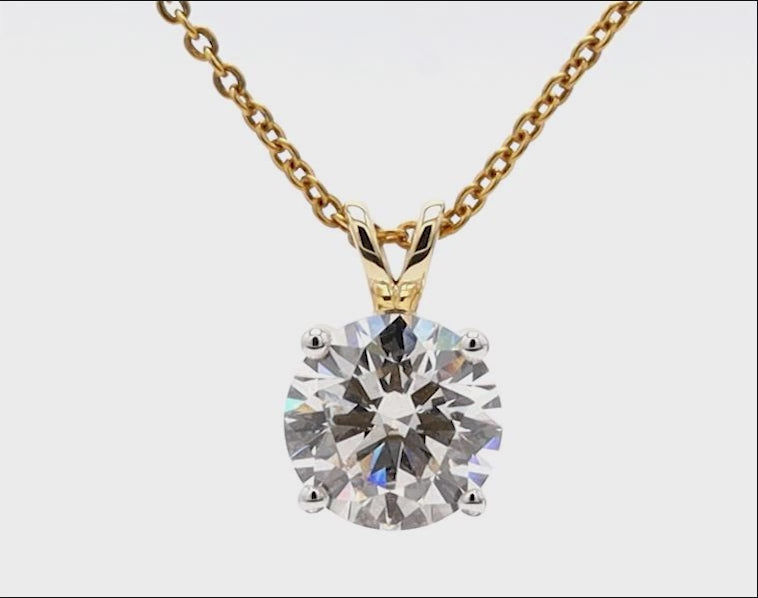 0.25- 2.00Ct Round Diamond Solitaire Pendant For Girls and Women Crafted in 14K Gold