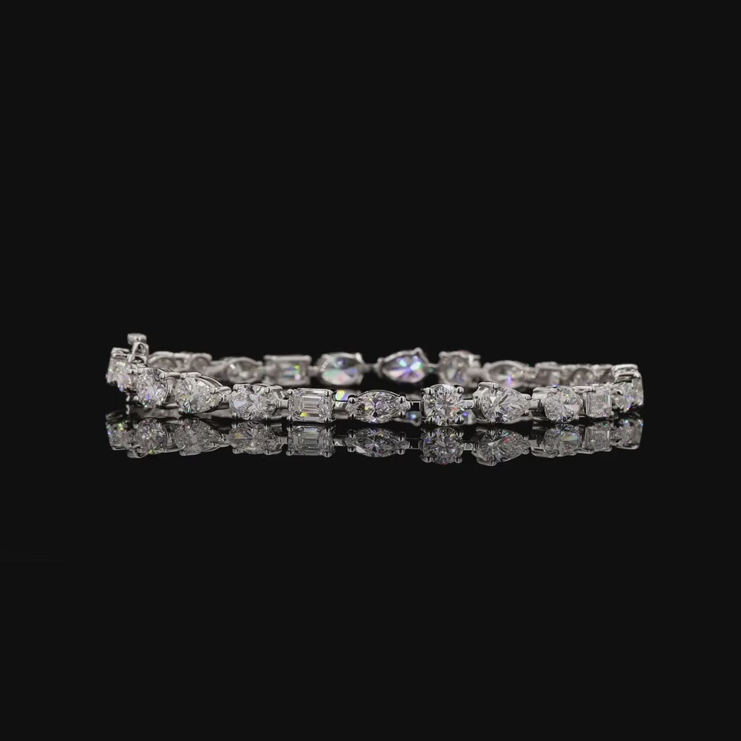 9.50 Carat Multi Shape Diamond Tennis Bracelets in 14K Gold