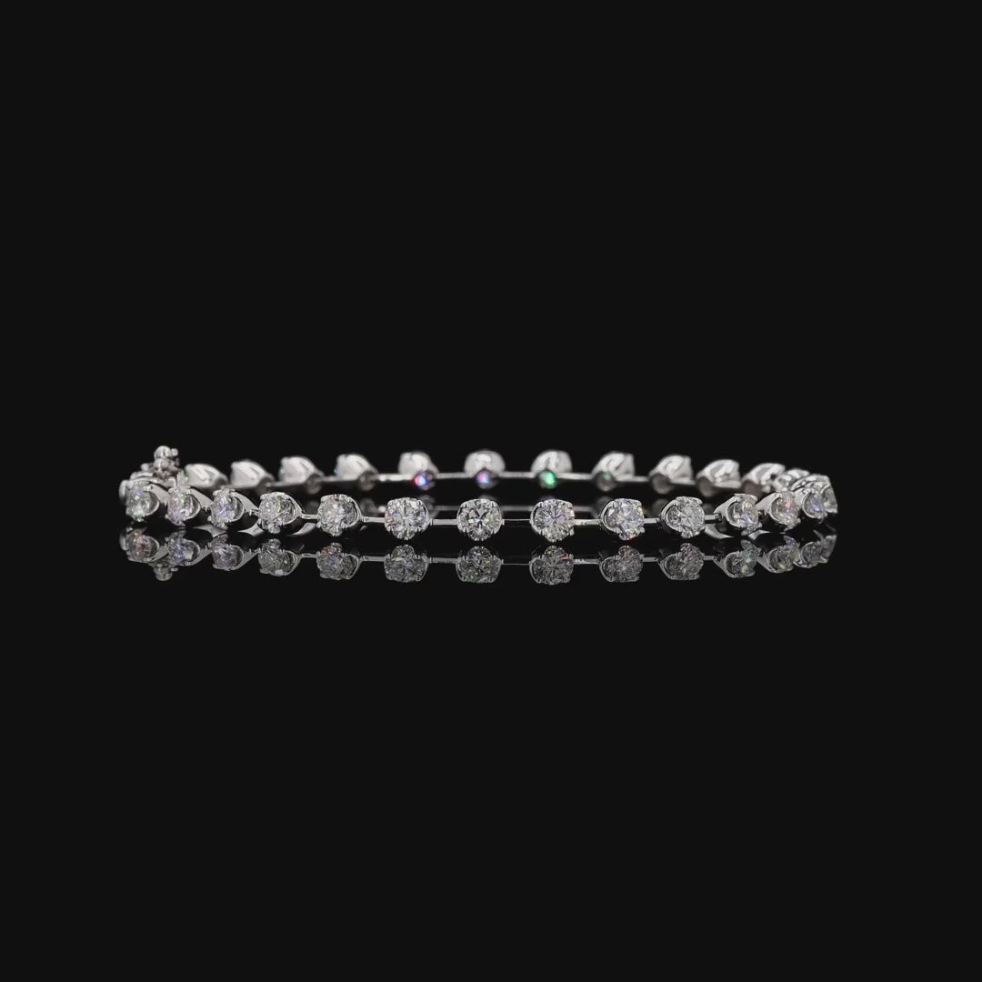 4.30 Carat Station Line Tennis Bracelet in 14K Gold