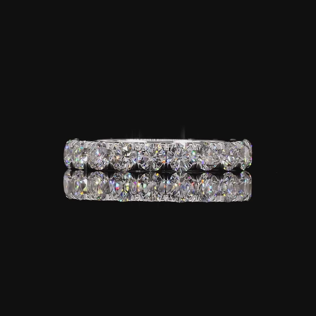 Round Lab Diamond Full Eternity French Pave Classic Ring in 4K Gold