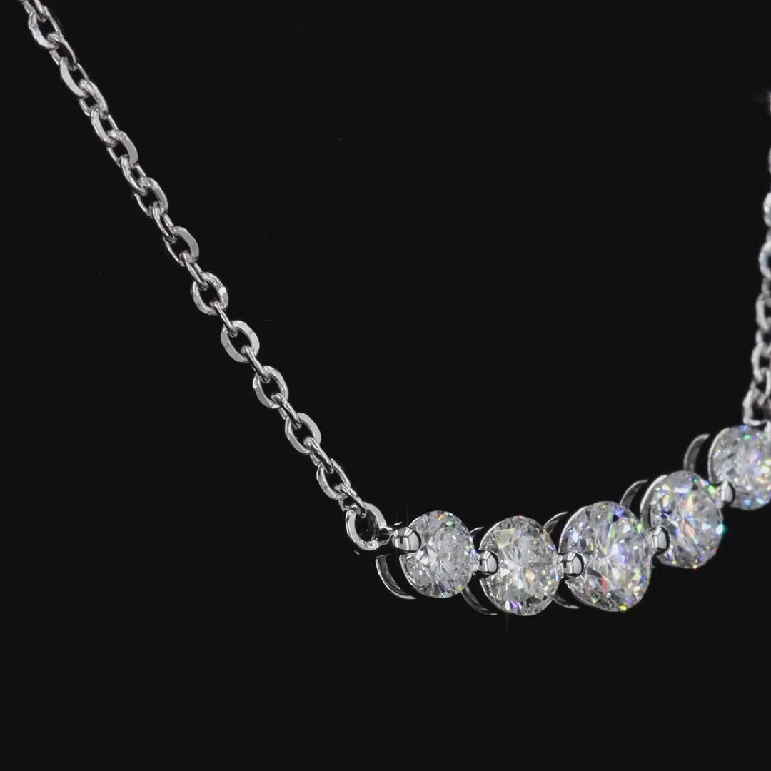 1.0Ct Round Diamond Bar Necklace in 14K Gold For Her