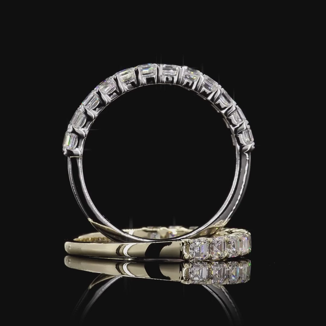 Asscher Lab Grown Diamond Half Eternity Ring For Her