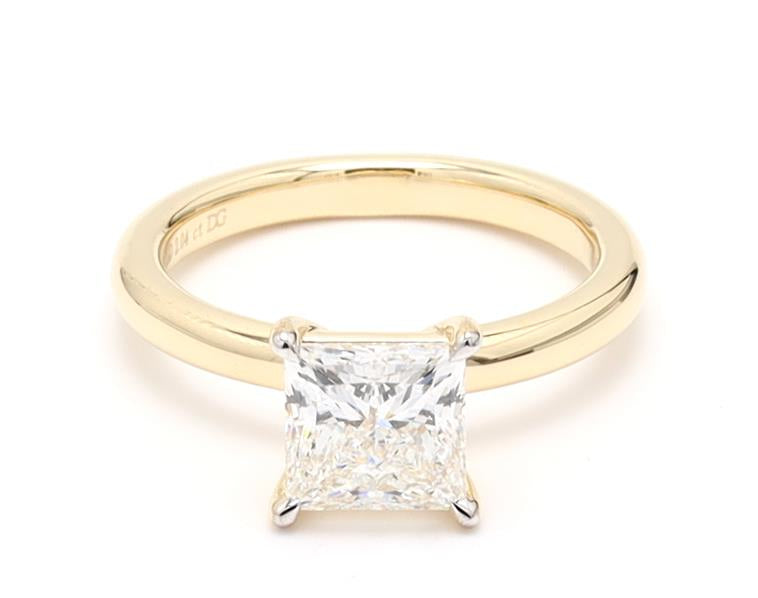 IGI Certified Princess Solitaire Engagement Ring, Crafted in White Yellow and Rose gold