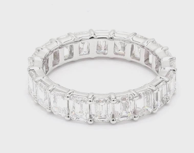 Emerald Cut Lab Diamonds Full Eternity Ring For Women Crafted in 14K Gold