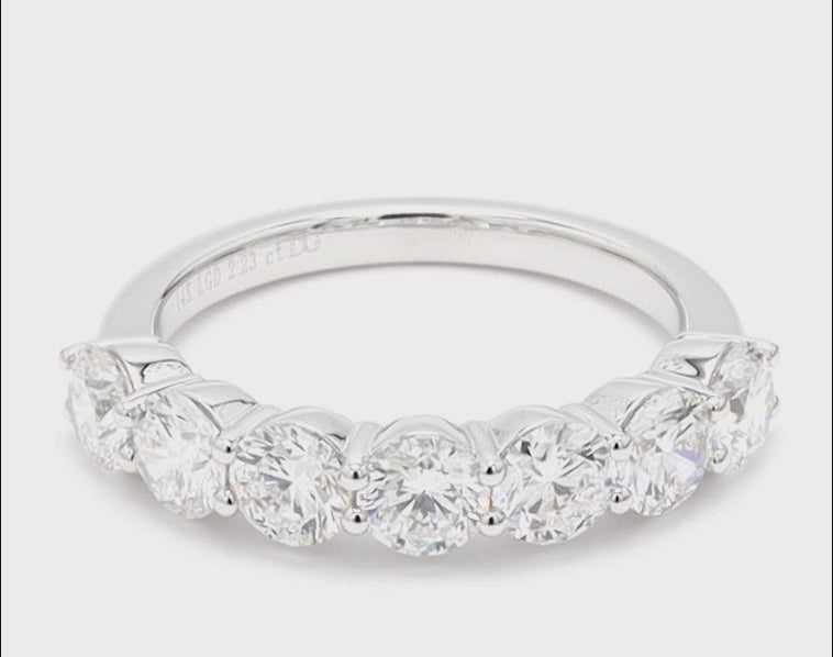 Round Diamonds 7 Stone Wedding Ring Studded With Lab Grown Diamonds and Crafted in 14K Gold