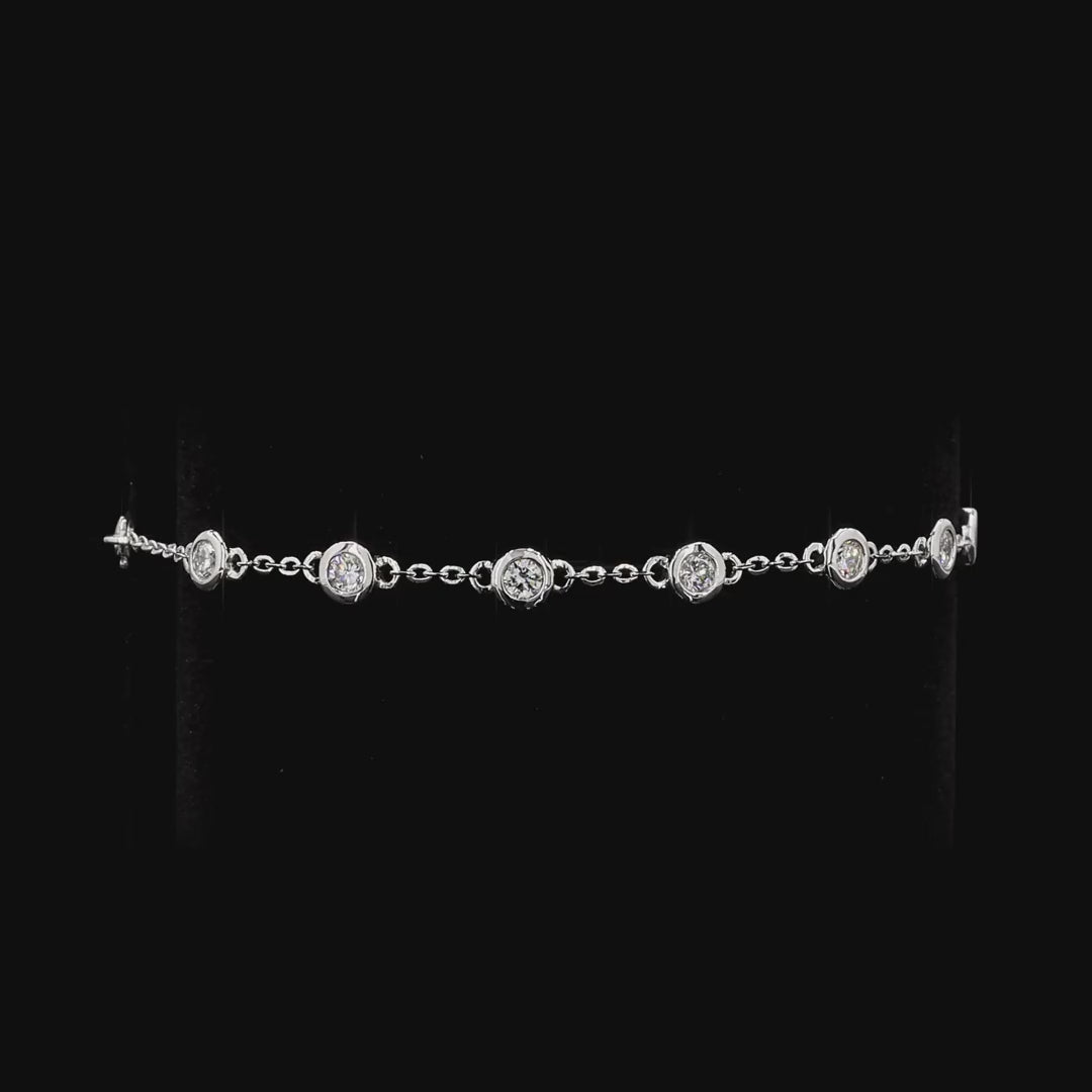 1.07 Carat Station Chain Classic Bracelet in 14K Gold