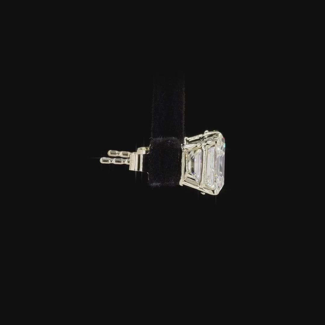 Asscher Cut Push Back Stud Earring Crafted in 14K Gold