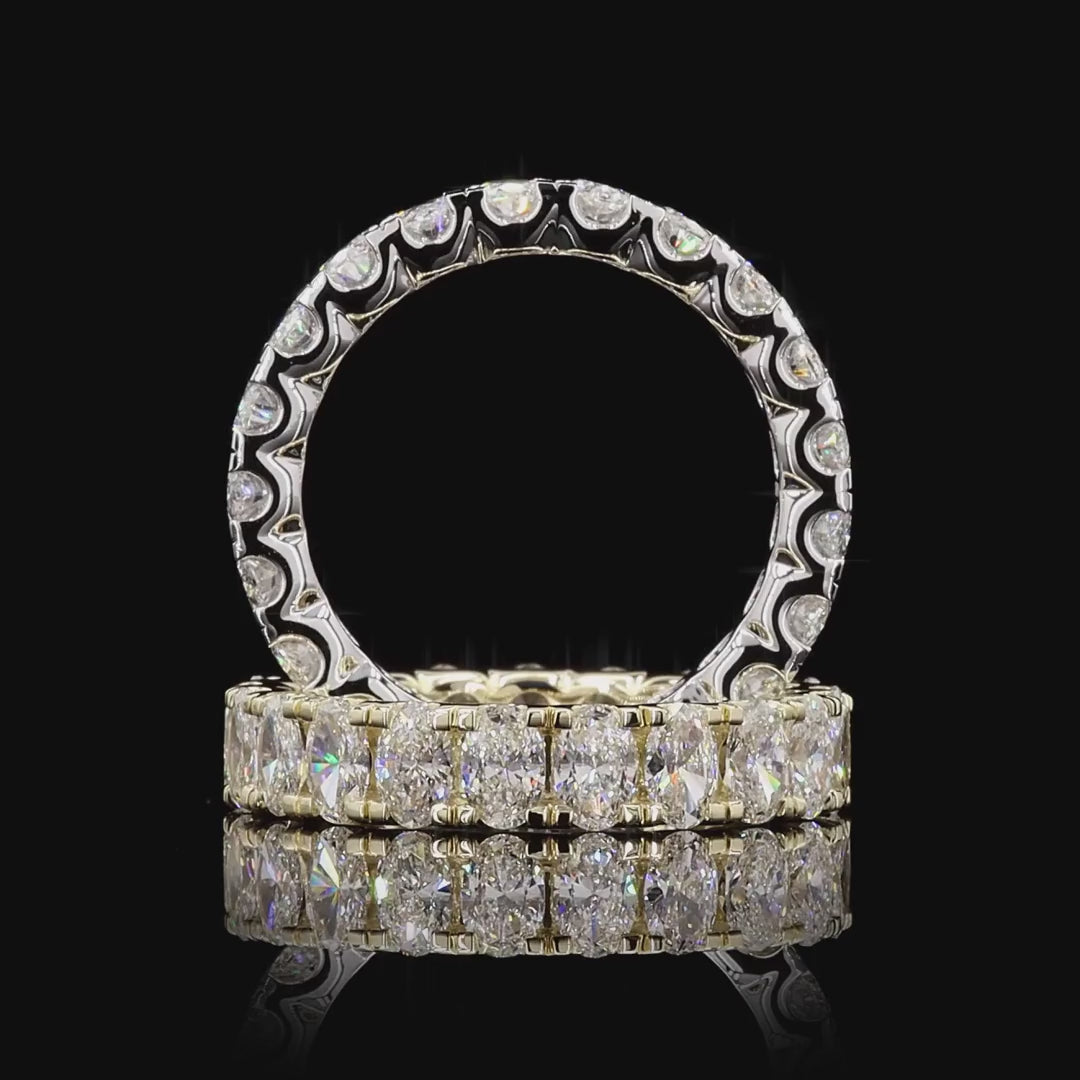 Oval Diamond Split Prong Classic Full Eternity Ring