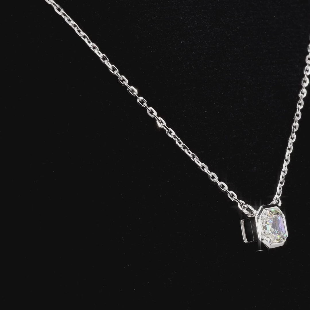 1.0Ct Lab Diamond Solitaire Bezel Set Necklace in 14K Gold