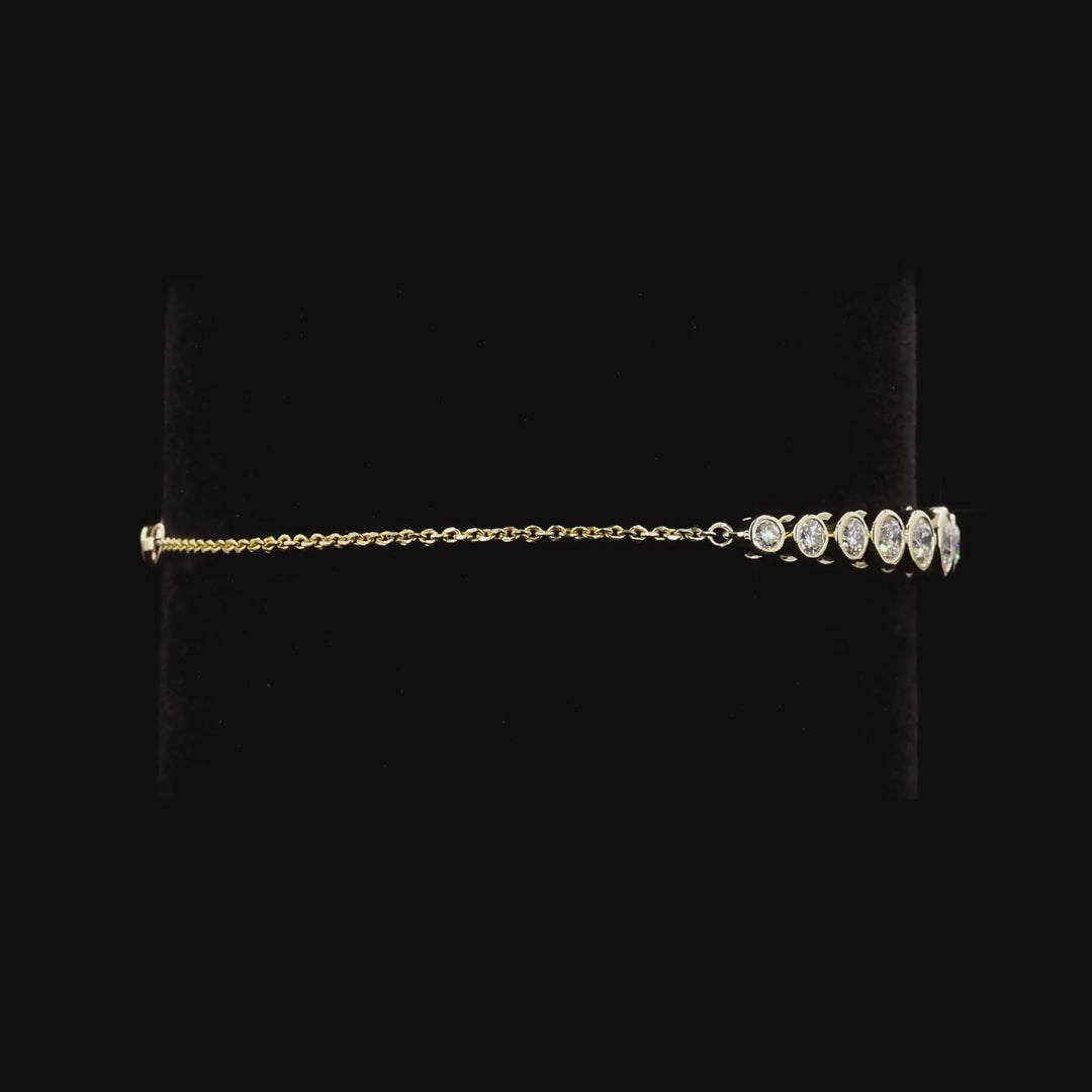 1.25 Ct Round Lab diamond Graduated Chain Bracelet in 14K Pure Gold