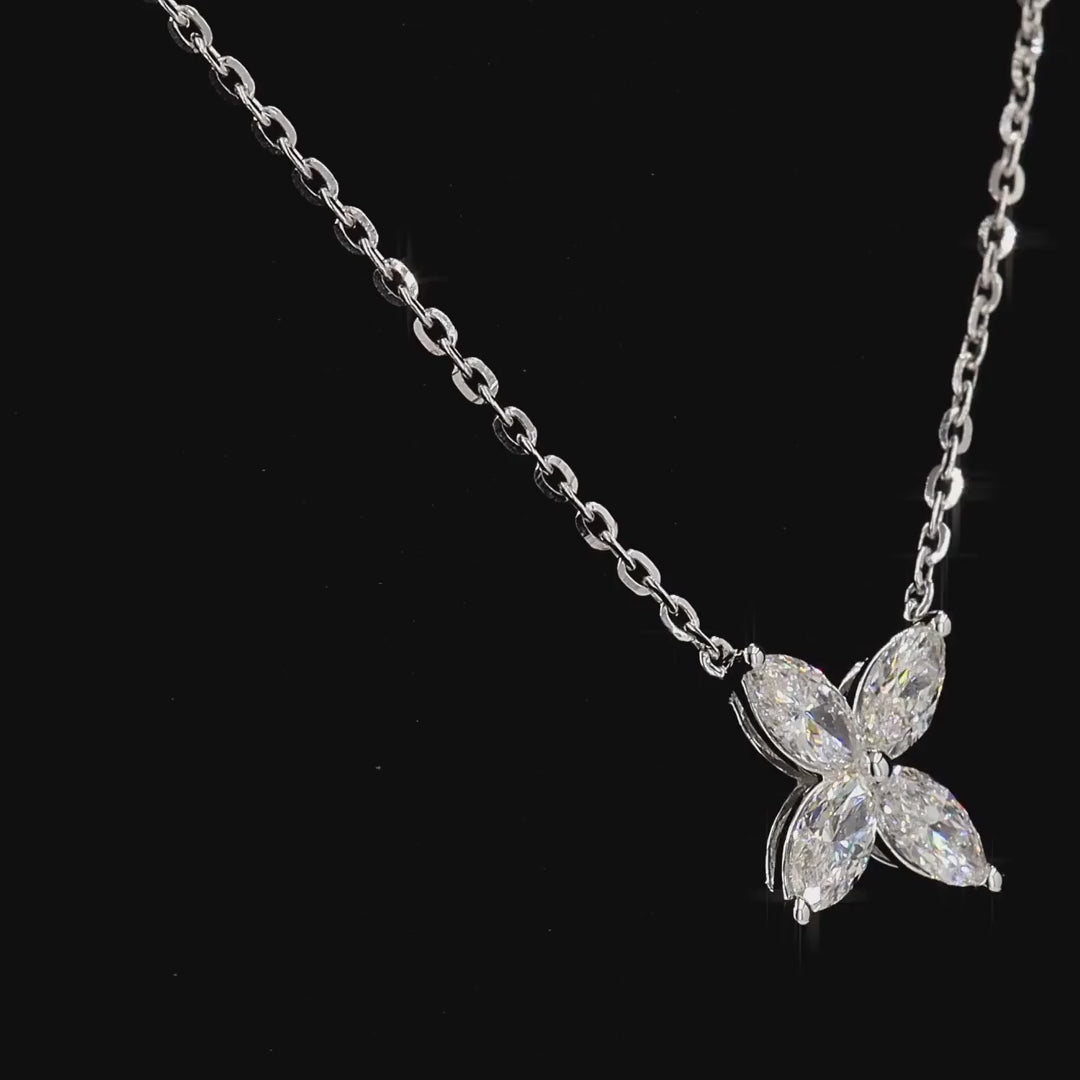 Marquise Diamond Butterfly 14K Gold Necklace