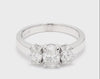 Three Stone Oval Lab Diamonds Engagement Ring  For Women, Crafted in 14K Gold