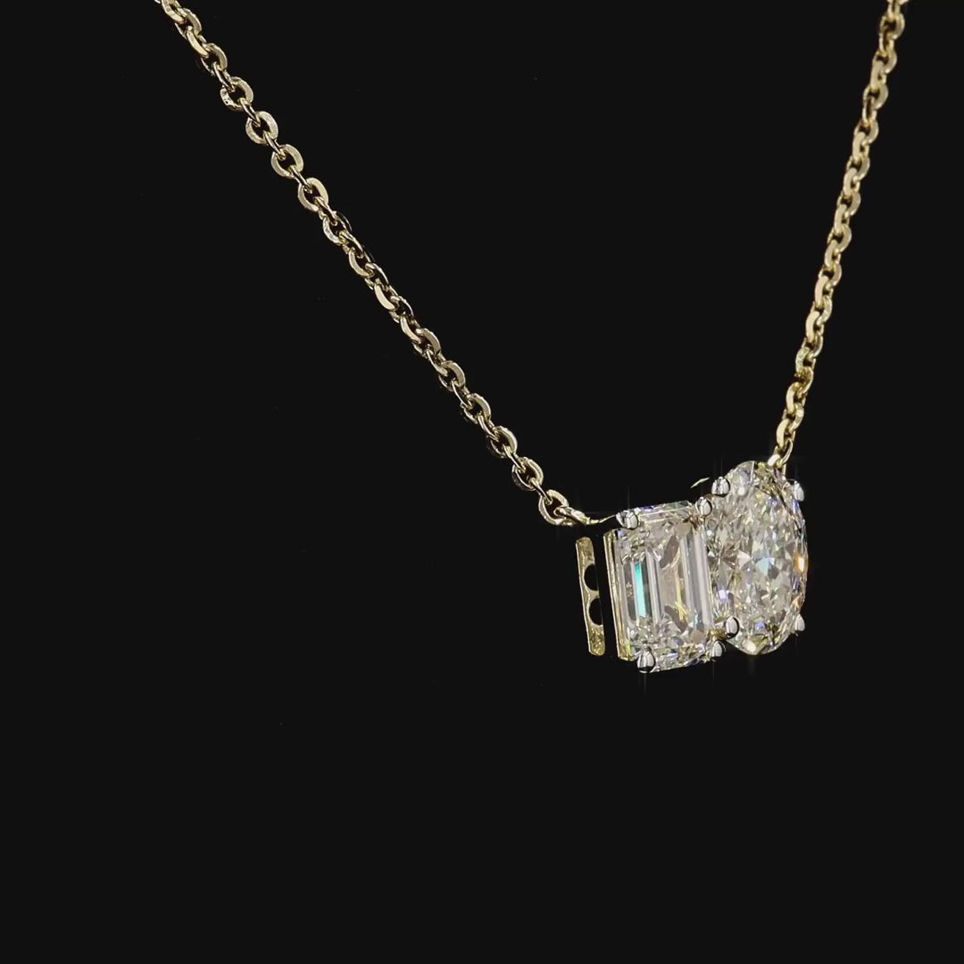 Toi Et Moi Necklace With Oval and Emerald Lab Diamond