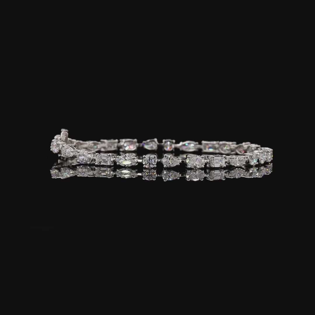 6.35 Ct Multi Shape Diamond Tennis Bracelets in 14K Gold