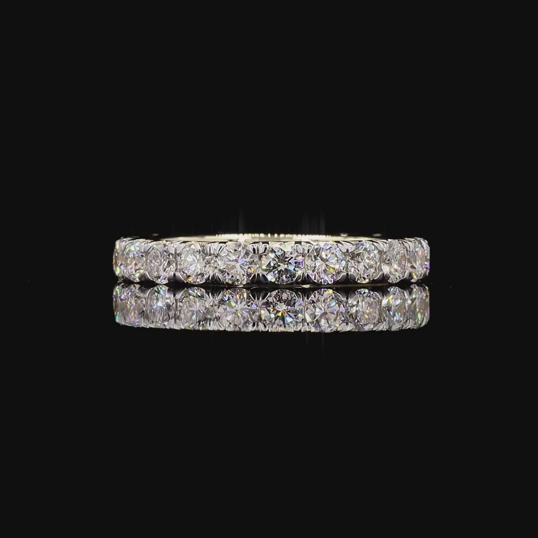 Round Lab Diamond Full Eternity French Pave Classic Ring in 4K Gold