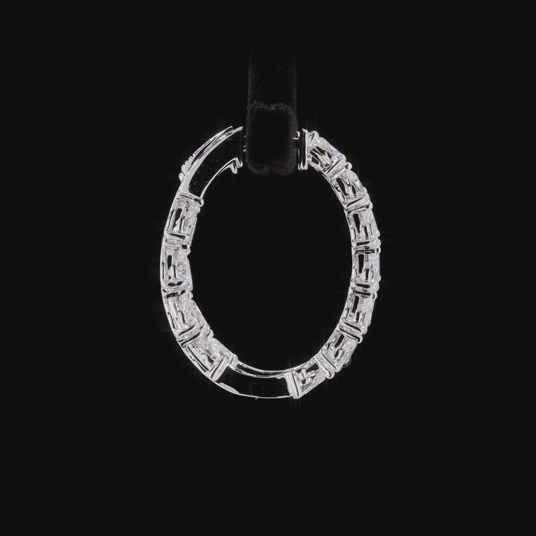 2.79 Ct Pear Lab Diamond Inside Out Hoop Earring in 14k Gold