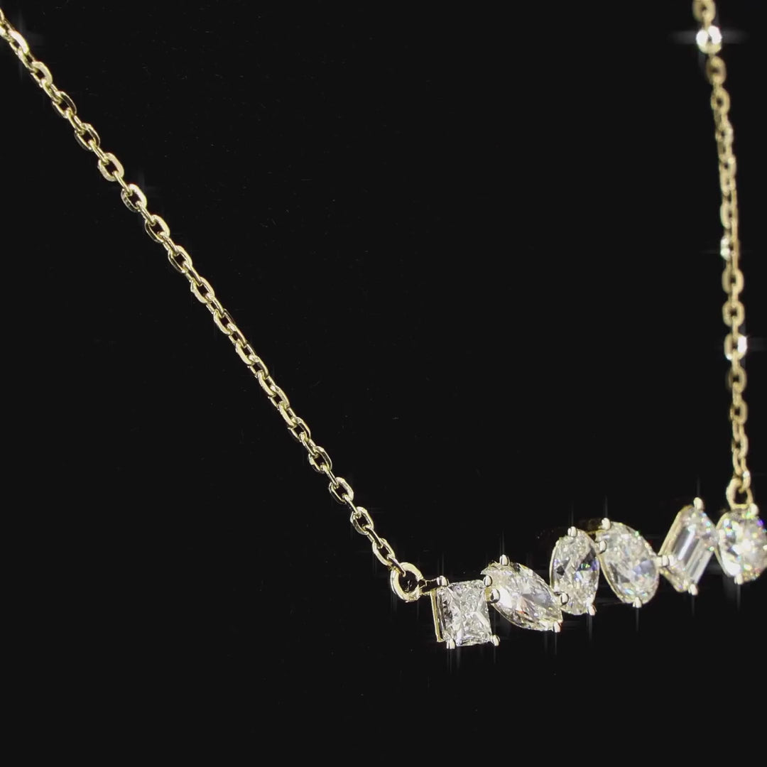 Multi Shape Diamond Contemporary Necklace  in 14K Gold