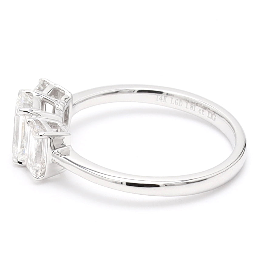 Three Stone Emerald Cut Engagement Ring  For Women, Crafted in14K Gold